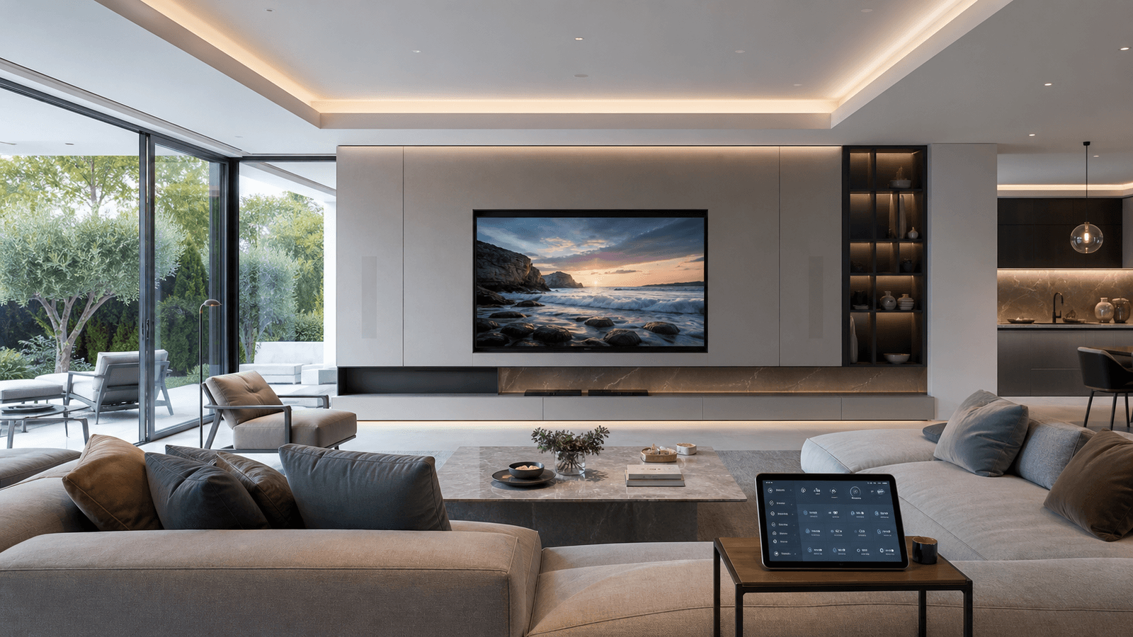 Modern conference room with integrated AV and video conferencing